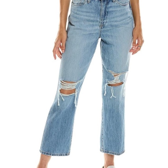 NEW Blank NYC The Baxter Blue rib cage Straight Leg Jeans Distressed Style - Picture 1 of 9